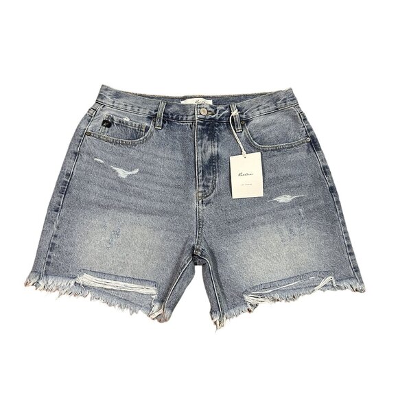 KanCan Women's Distressed High-Waisted Denim Shorts Size 10 - Picture 1 of 7
